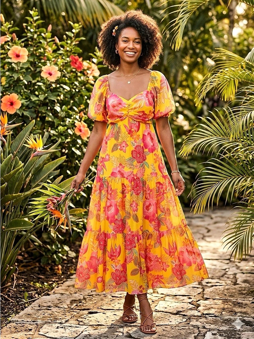 Baltic Born Darla Maxi Dress Floral Yellow & Pink Small